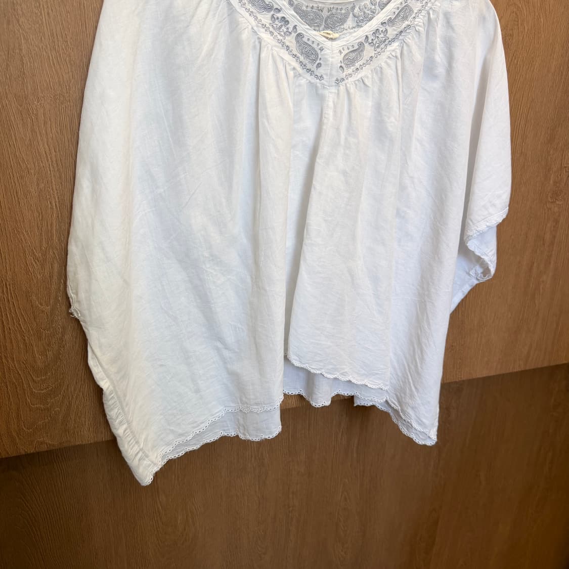 빈티지 블라우스 페이즐리 자수 넥라인 디테일 루즈핏 아이보리 상품이미지4