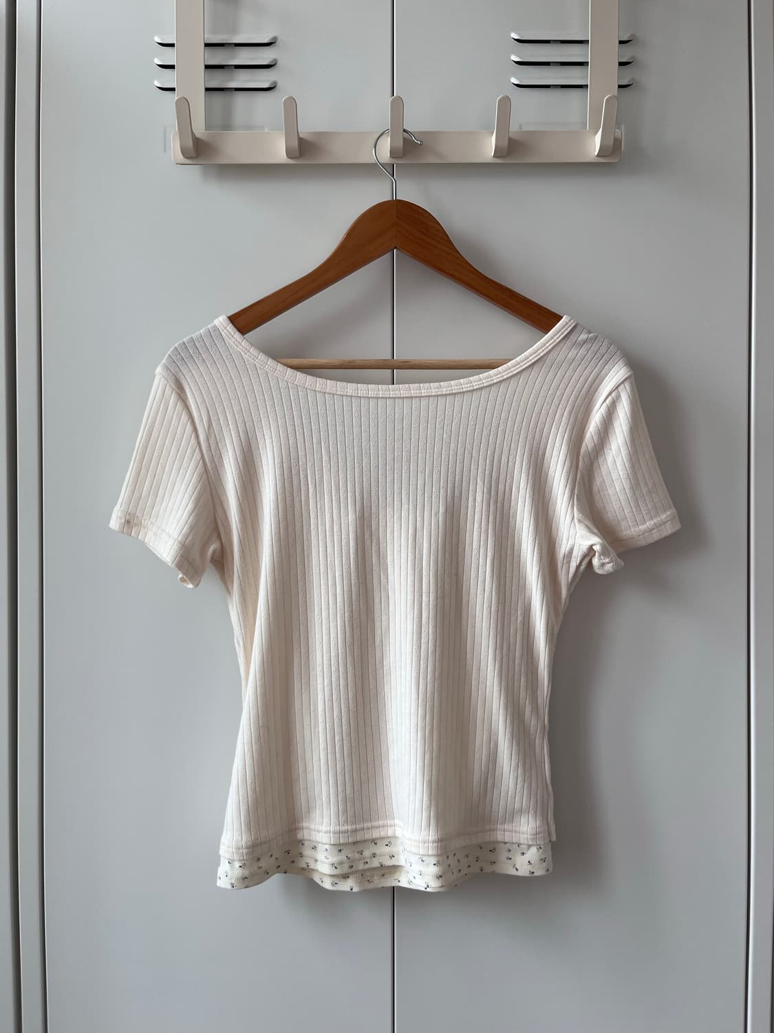 Vintage 잔꽃 레이어드 골지 반팔티 상품이미지10