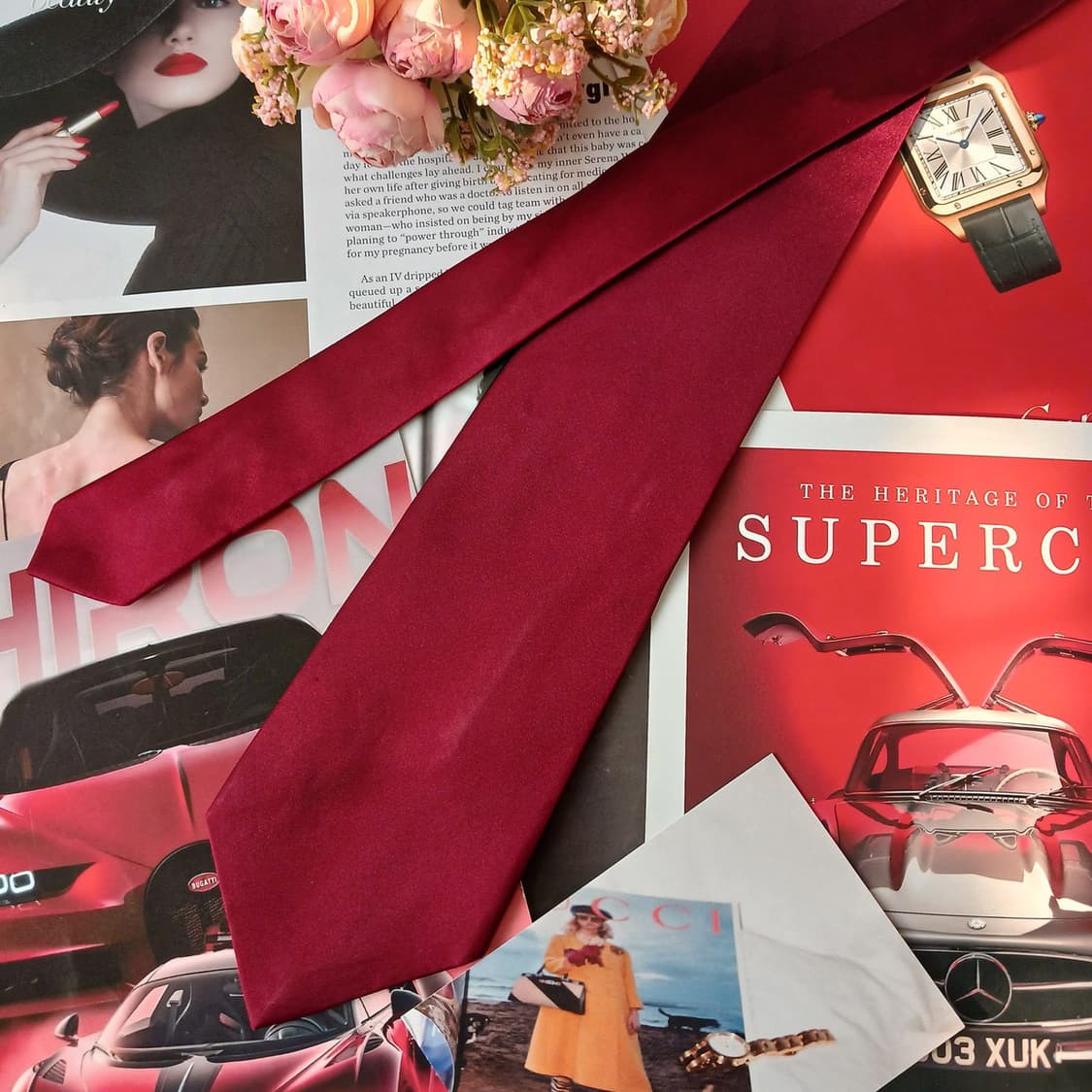 휴고보스 실크 레드 솔리드 넥타이 10cm A등급 A19410
 상품이미지5