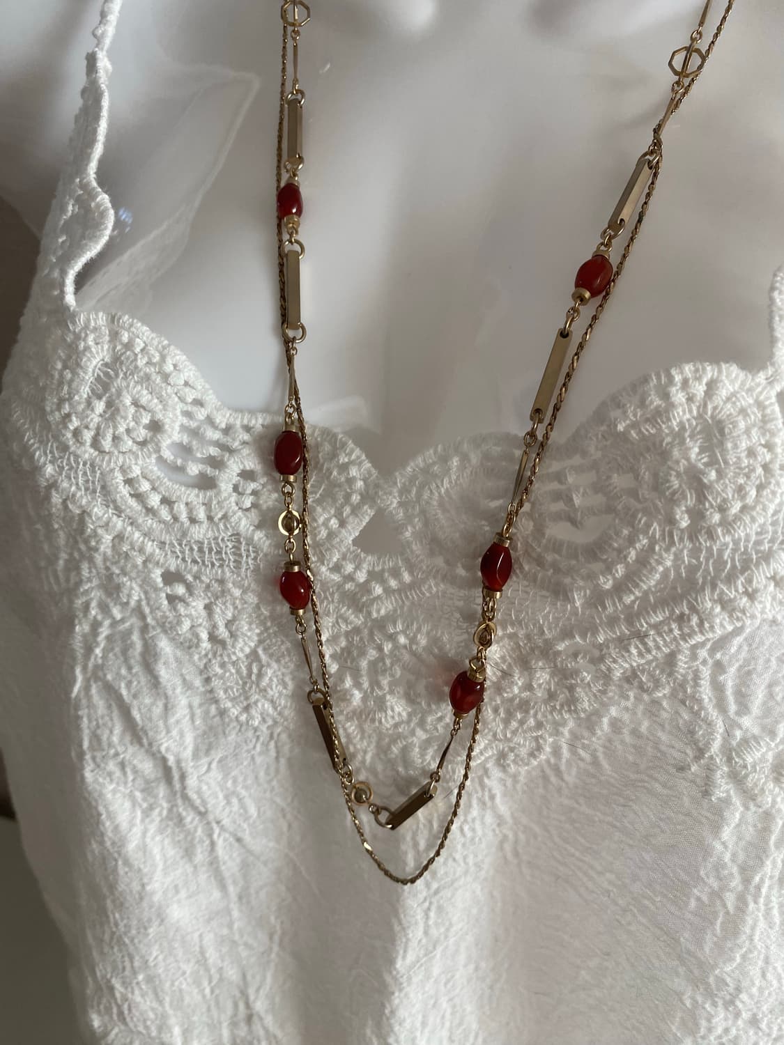 골드체인 오렌지바 롱 체인 목걸이 빈티지 수입 주얼리  상품이미지5