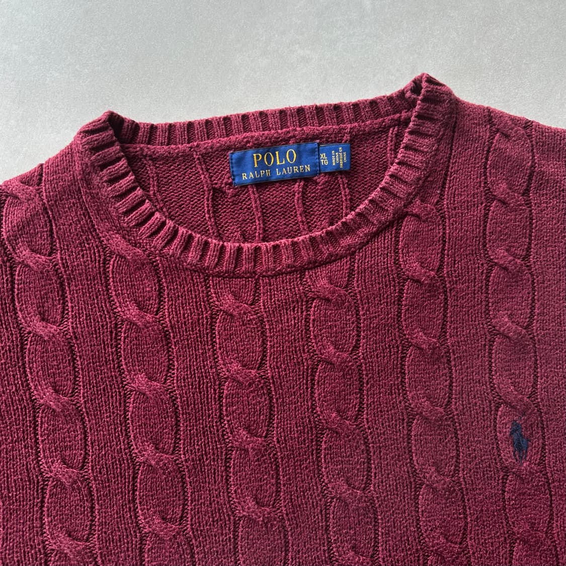 [L]폴로 랄프로렌 버건디 케이블 니트 스웨터 상품이미지6