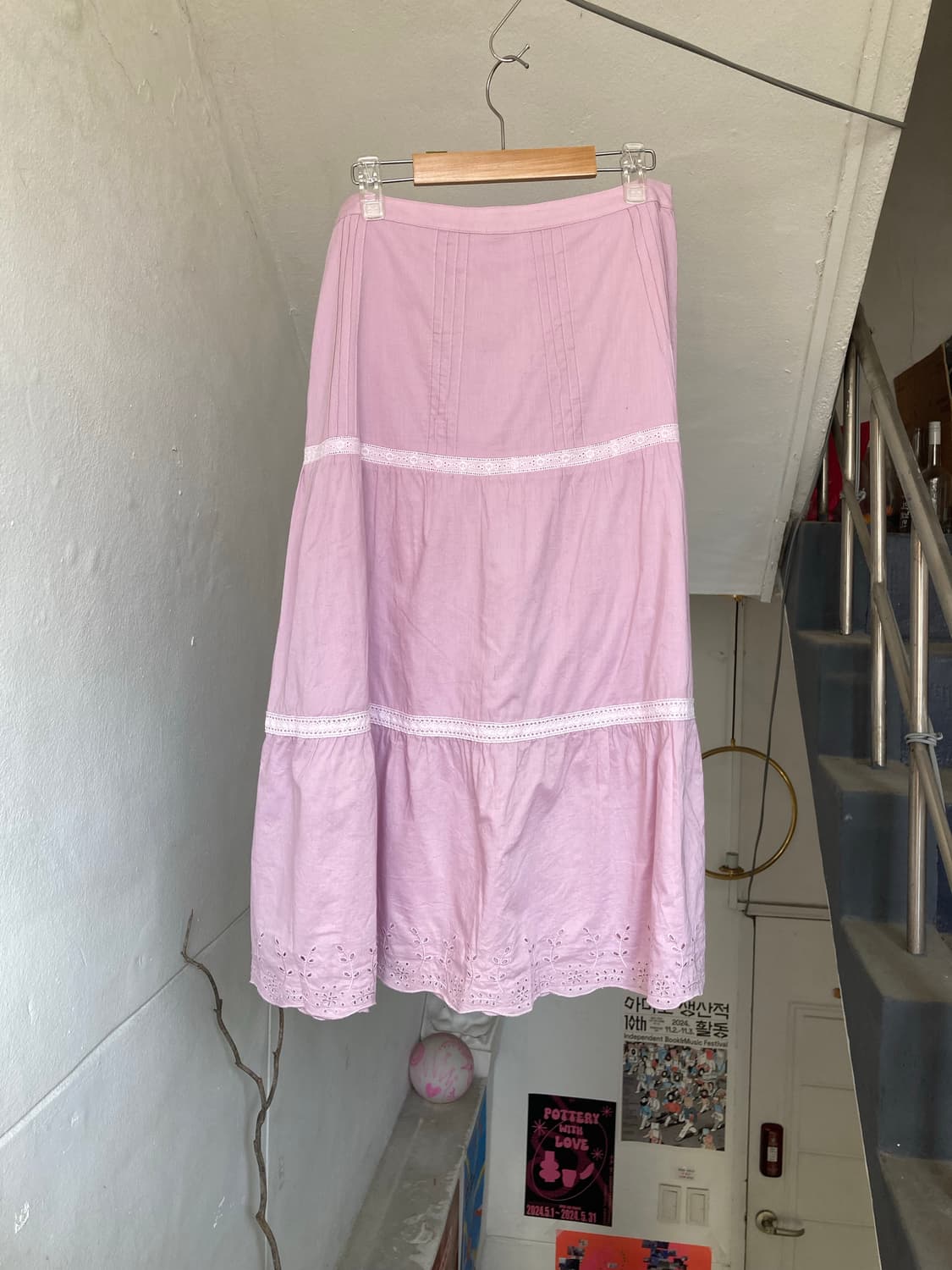 라일락 모리걸 레이스 롱 스커트 상품이미지5