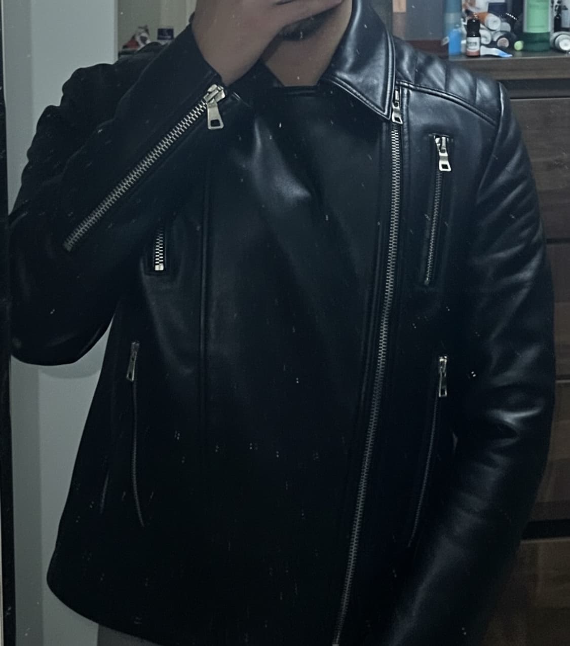 (48) 발망 블랙 램스킨 바이커 zip 레더 자켓 상품이미지9