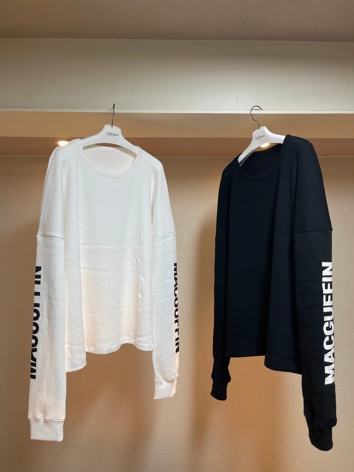 MACGUFFIN 와플니트 써멀 롱슬리브 블랙&화이트 상품이미지3