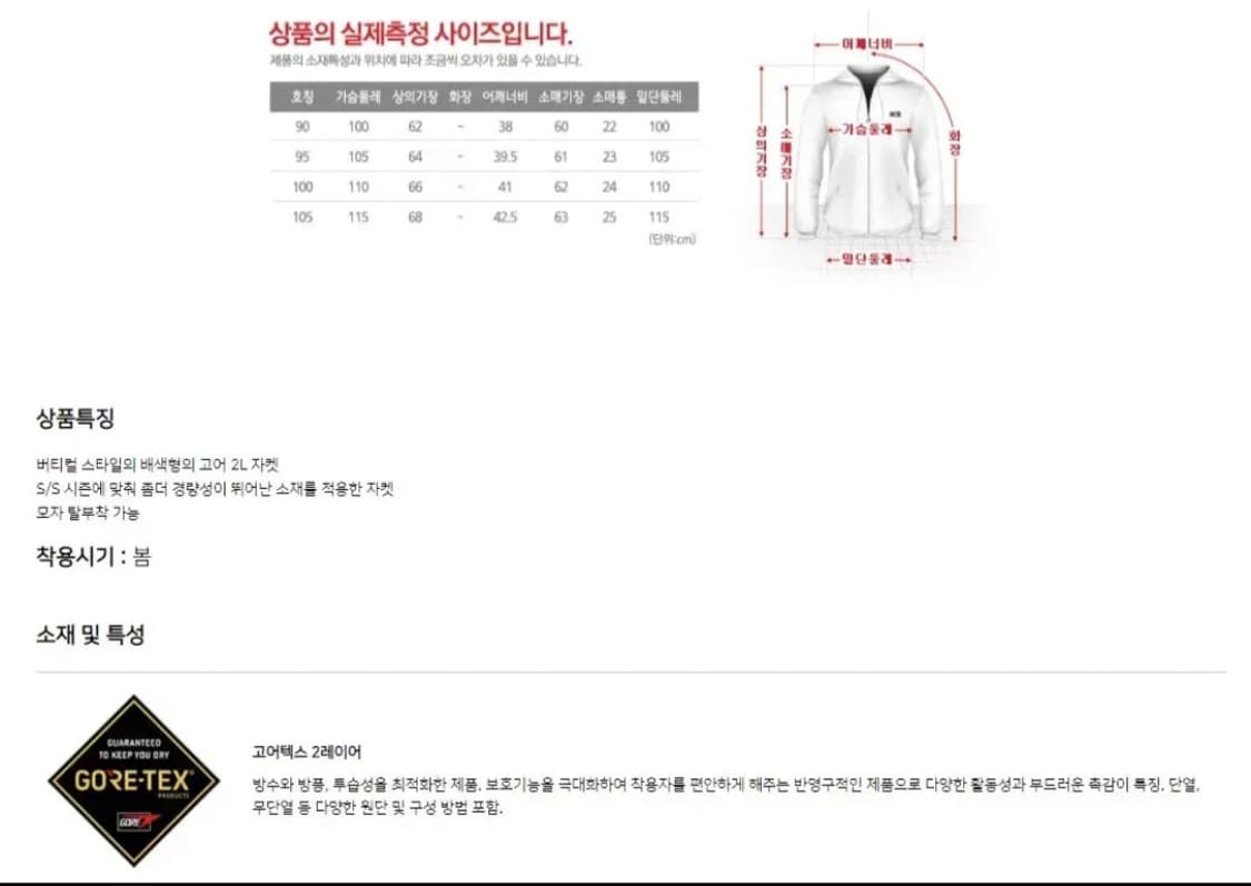 (새제품) K2 고어텍스 2L 자켓 여성(바이올렛100,오렌지95) 상품이미지10