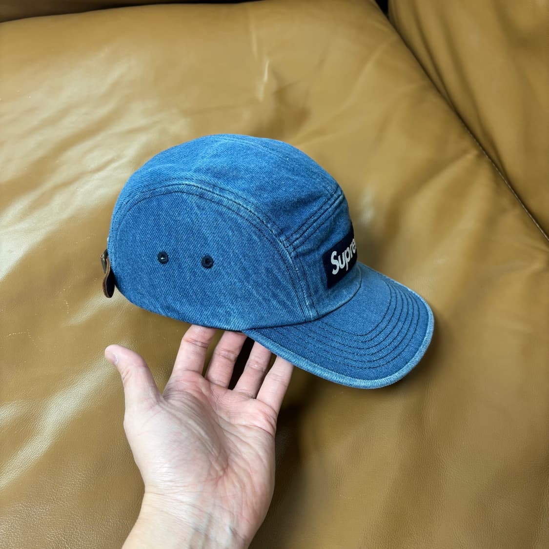 슈프림 캠프캡 모자 박스로고 워시드 데님 상품이미지3