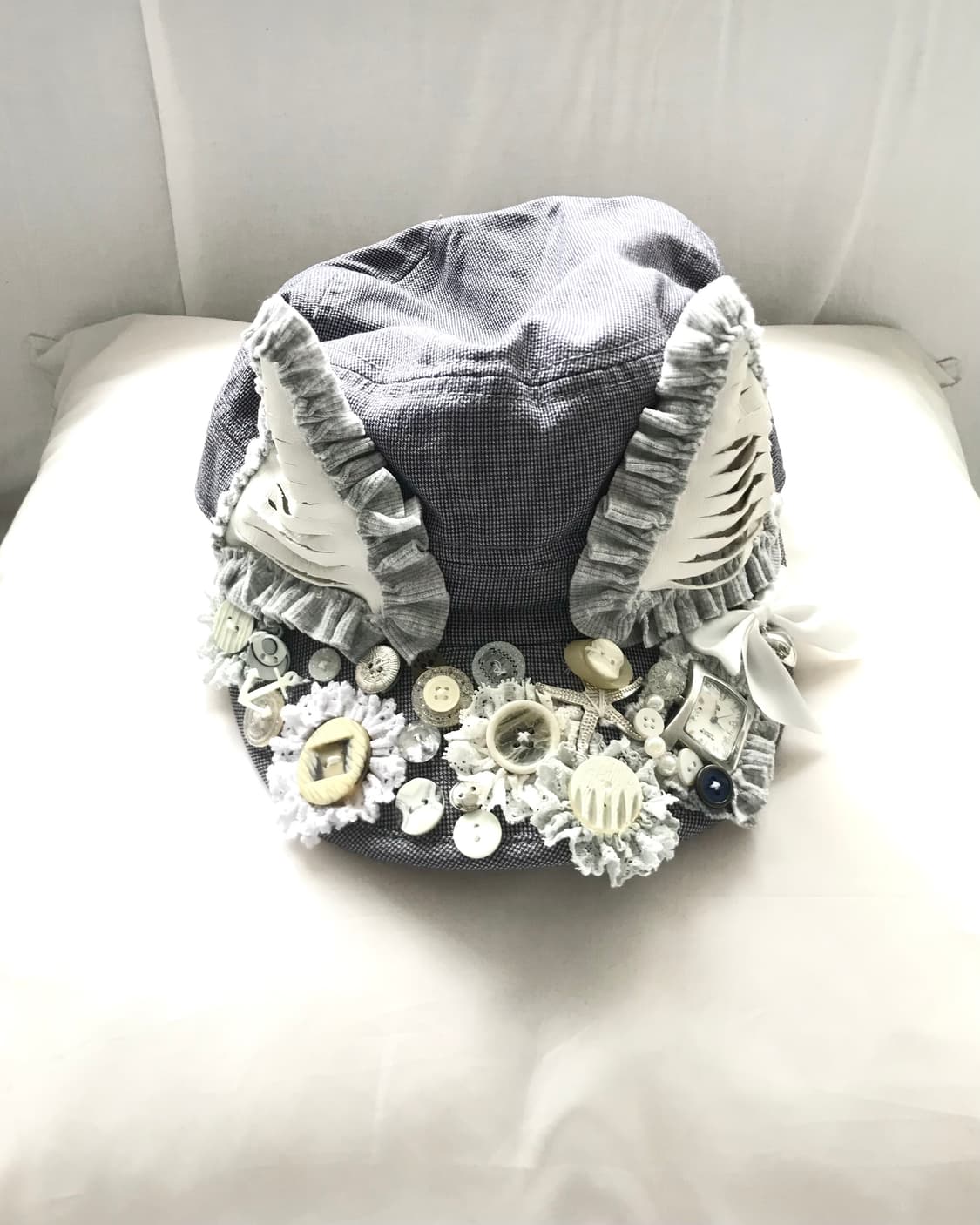 Custom🐾)Grey-Blue frill Cat-Ear mix cap 상품이미지1