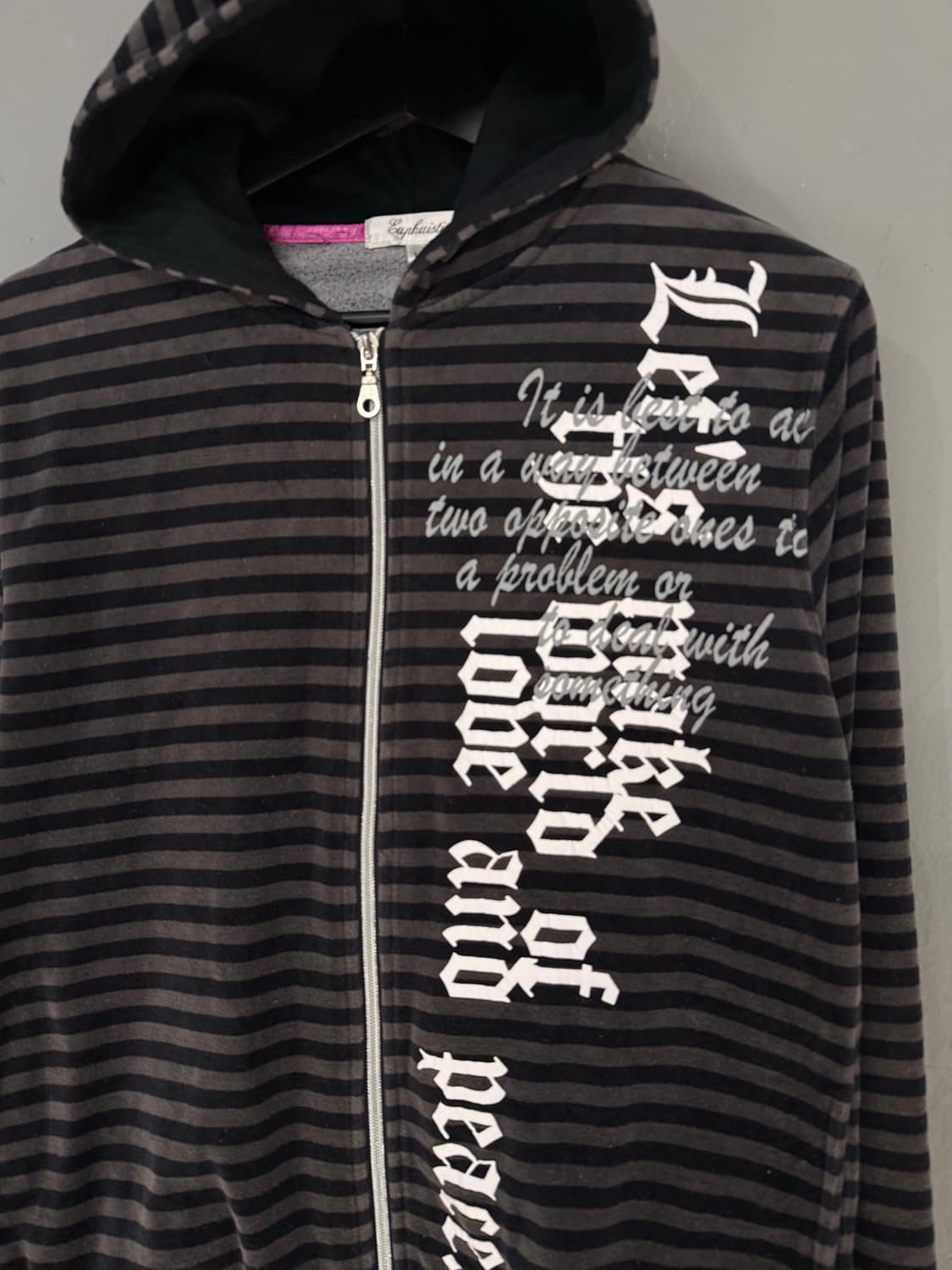 stripe pattern lettering hood zip-up 상품이미지5