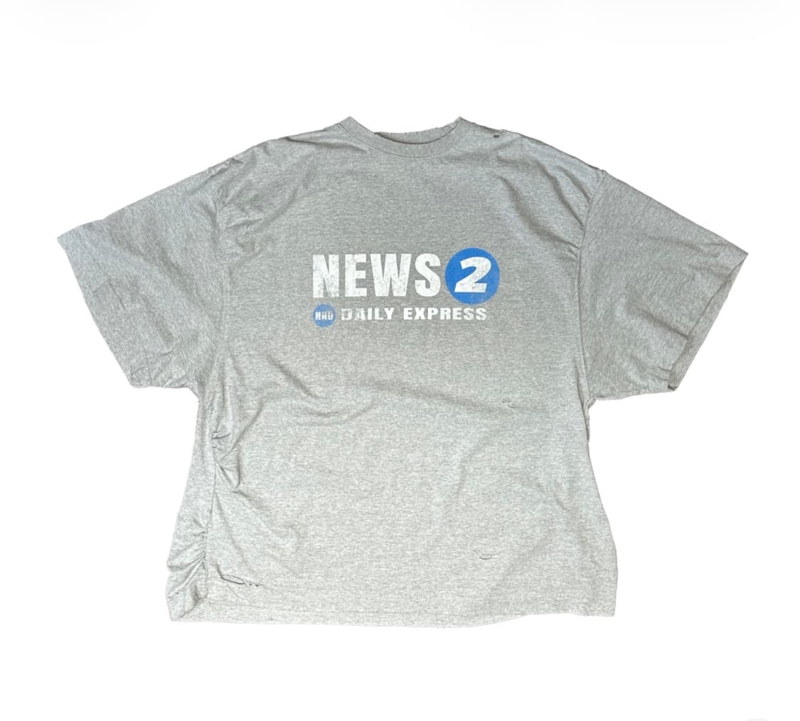 [2] 논노드 퍼커링 뉴스 티셔츠 빈티지 그레이 상품이미지1