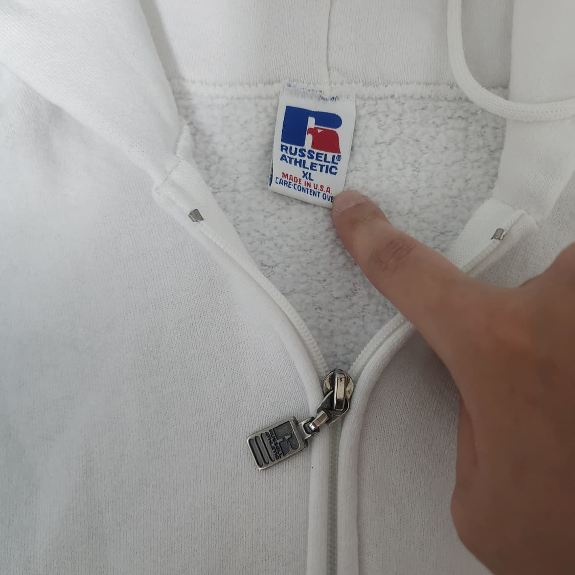 [XL] 90s 빈티지 러셀 애슬레틱 후드집업 화이트 상품이미지5