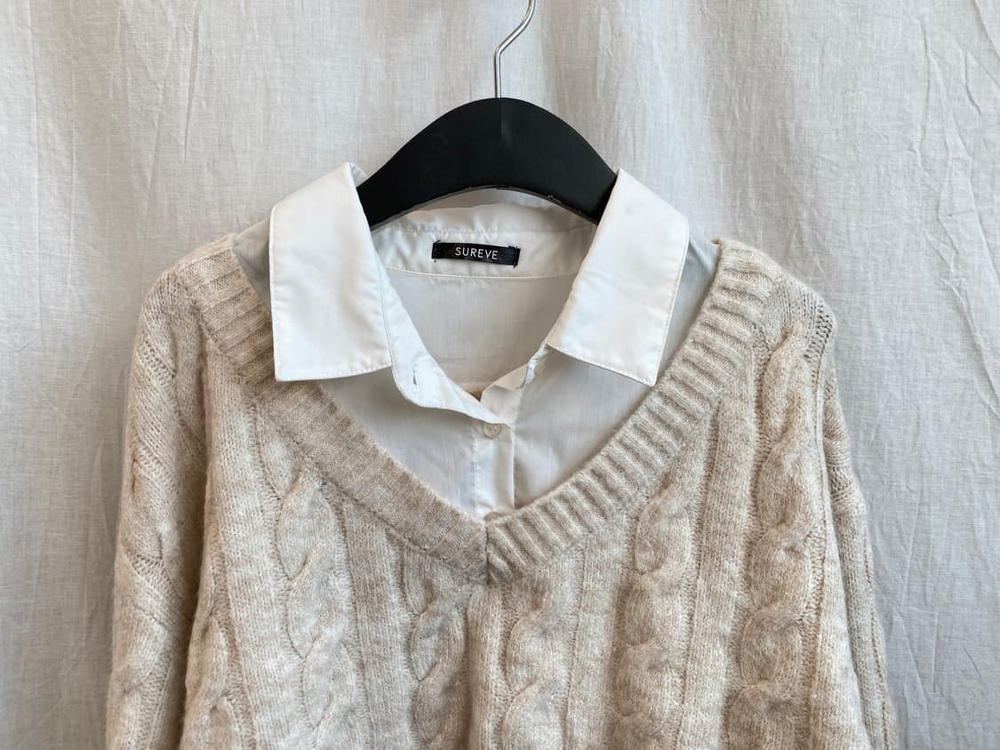 SUREVE 셔츠레이어드 니트(L) 상품이미지4