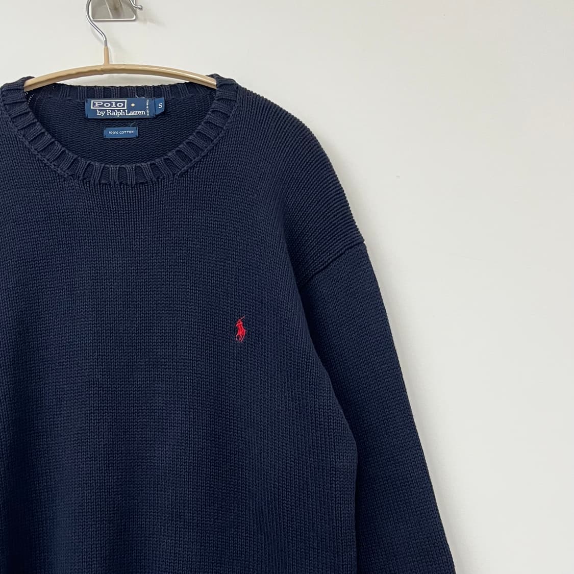 폴로 랄프로렌 레드 포니 네이비 코튼 니트 스웨터 상품이미지4