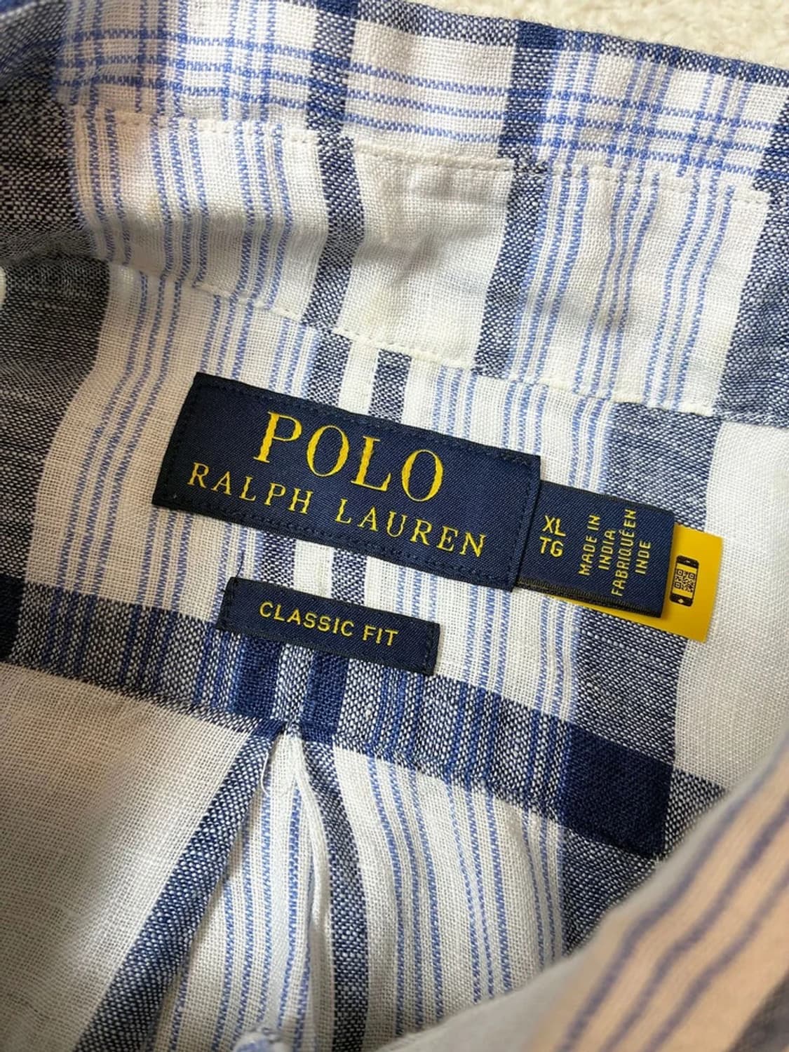폴로 랄프로렌 큐알 100% 린넨 클래식 체크 셔츠 PN7453 상품이미지7
