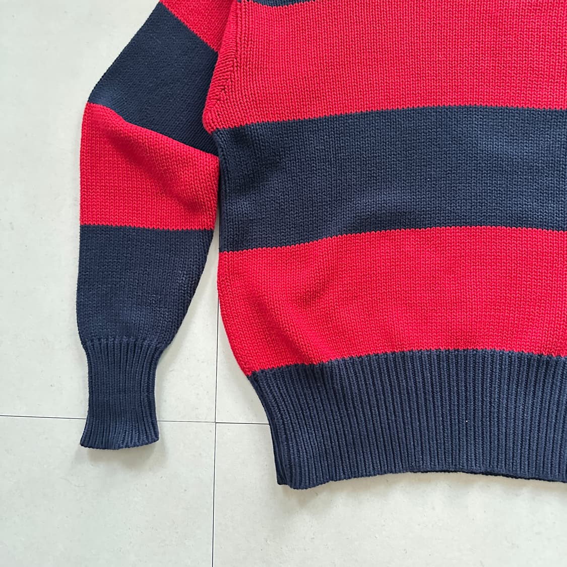 90s 폴로 랄프로렌 스트라이프 코튼 니트 XL 상품이미지9