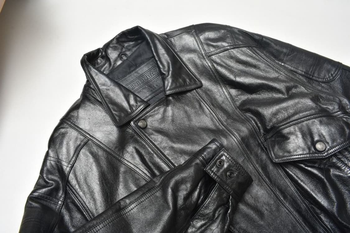 90S 생로랑 무드 레더 가죽 자켓 항공 점퍼 105 N1330 상품이미지2