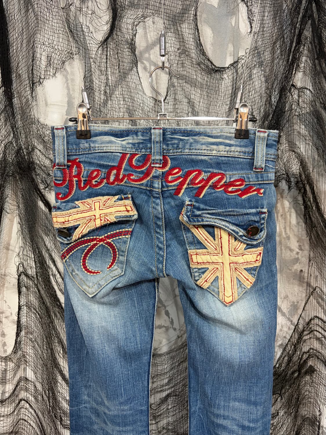 Y2K Red peper embroidery low-rise pants 상품이미지4