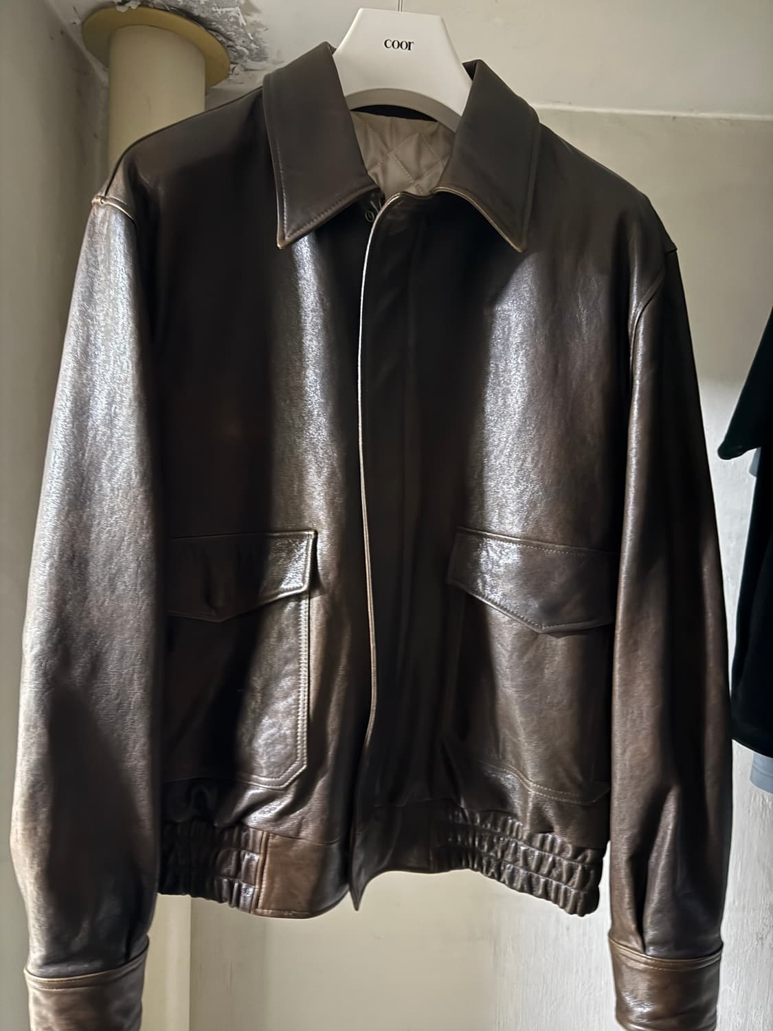 xl 쿠어 베지터블 레더 A-2 자켓(브라운) 상품이미지2