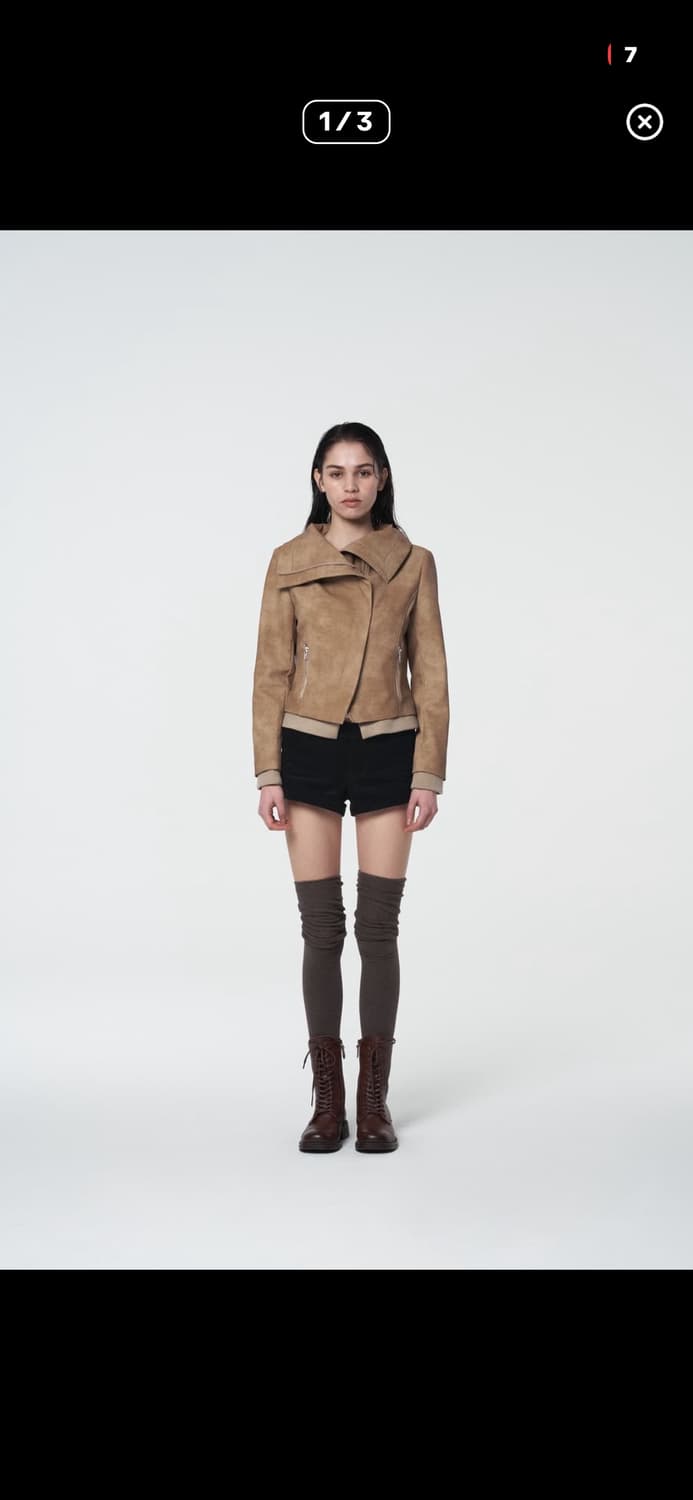 settle for moon 세틀포문 레더 베이지 자켓 상품이미지1