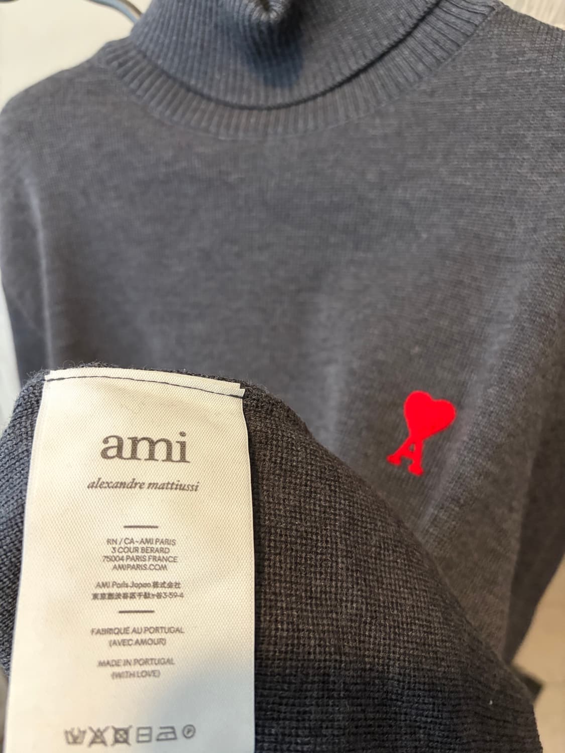 (택 포함) ami 넥폴라 터틀넥 스웨터 그레이 상품이미지4