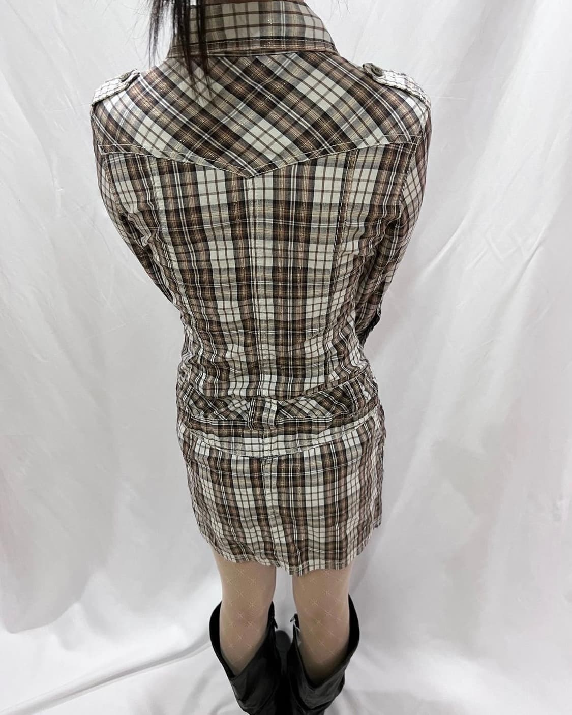 glitter plaid shirts onepiece 상품이미지2