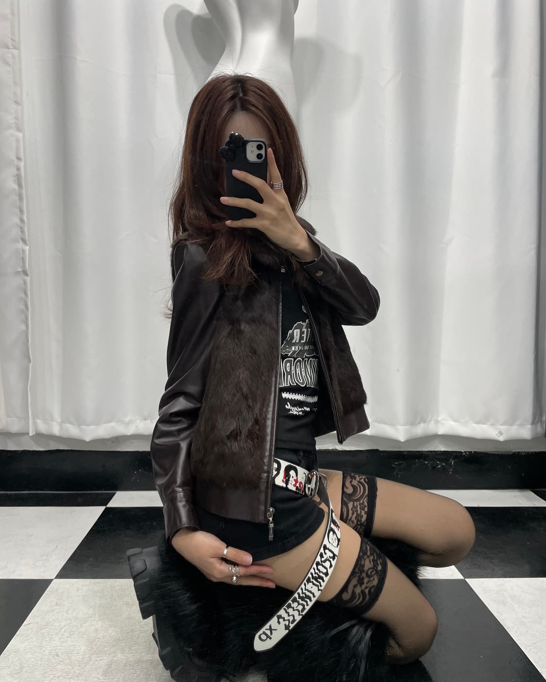 🎸다크 브라운 퍼 레더 자켓🎸 상품이미지2