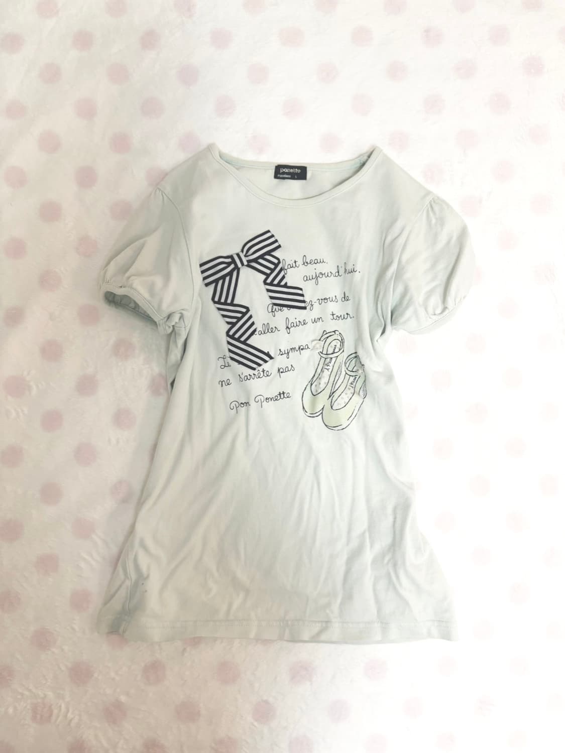 Pomponette 폼포넷 리본 발레 티셔츠 히메갸루라떼갸루조지후쿠 상품이미지1