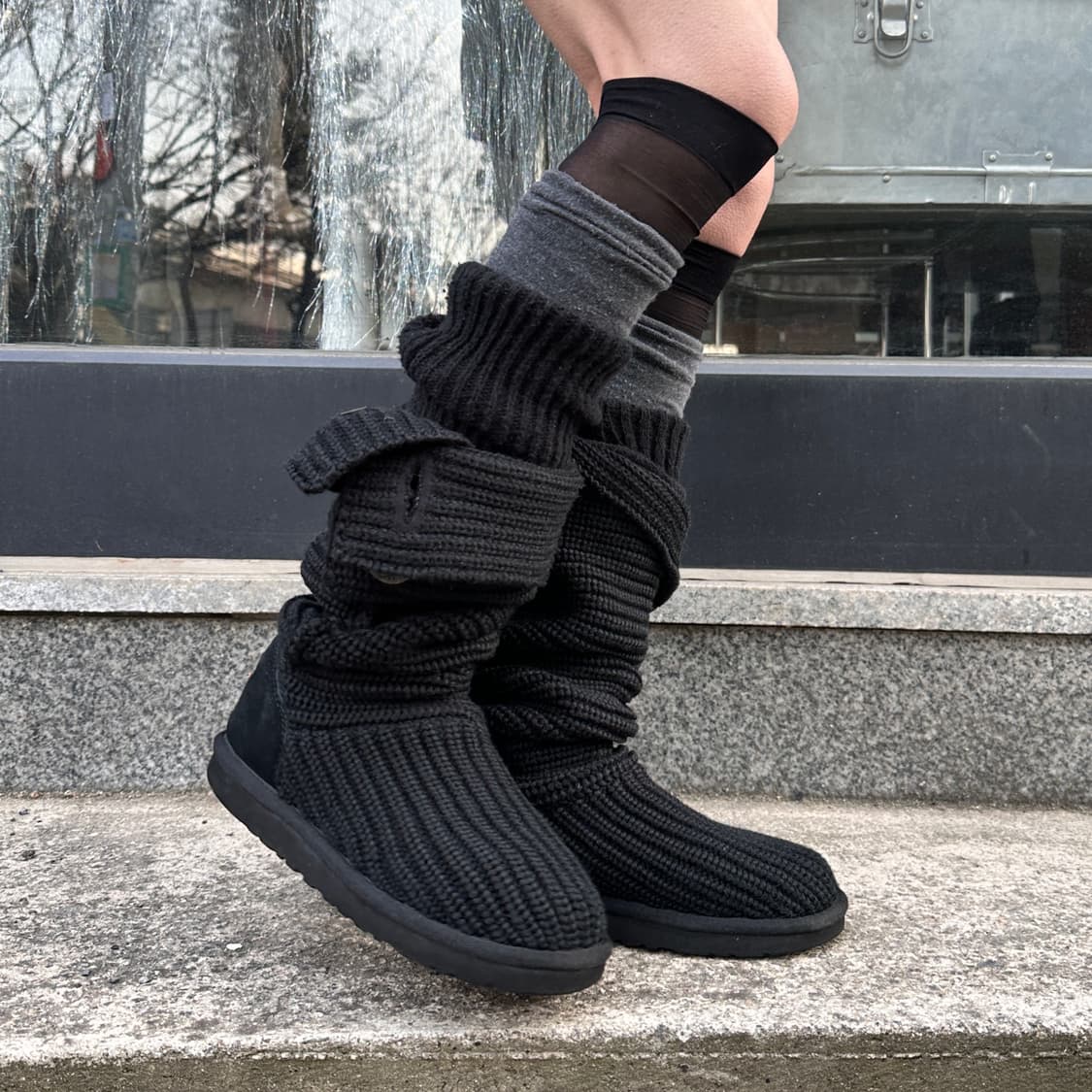 00s 블랙 니트 카디 어그 부츠 상품이미지5