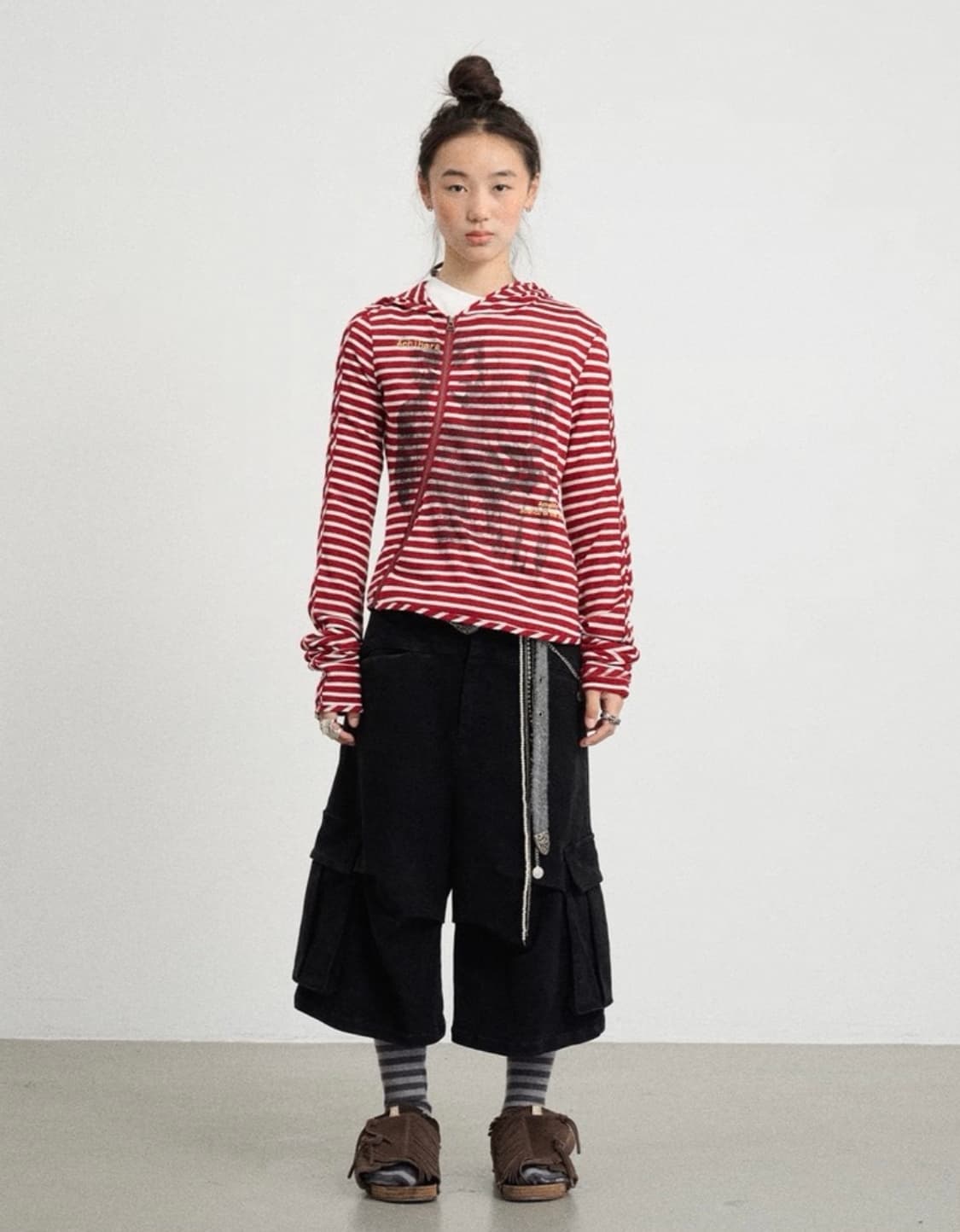 Achihara 후디 가디건 레드 상품이미지2