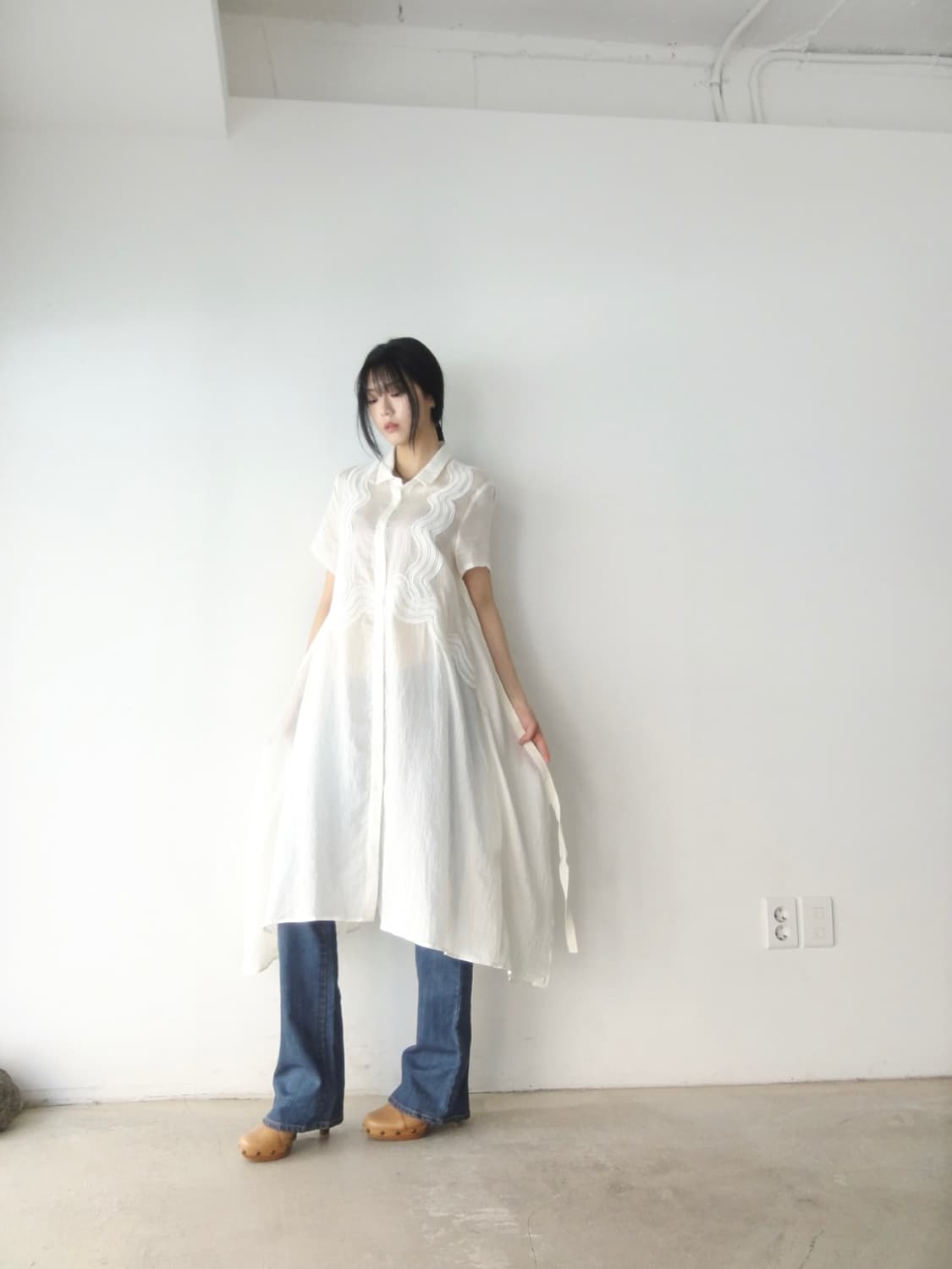 Wave embroidery layered top & ops  상품이미지8