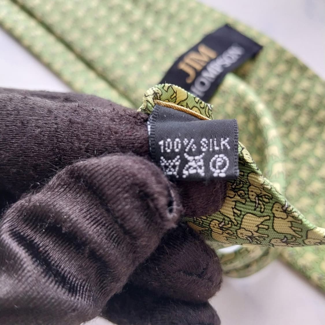 짐톰슨 넥타이 연두 코끼리 패턴 A+~A등급 K2490 상품이미지6