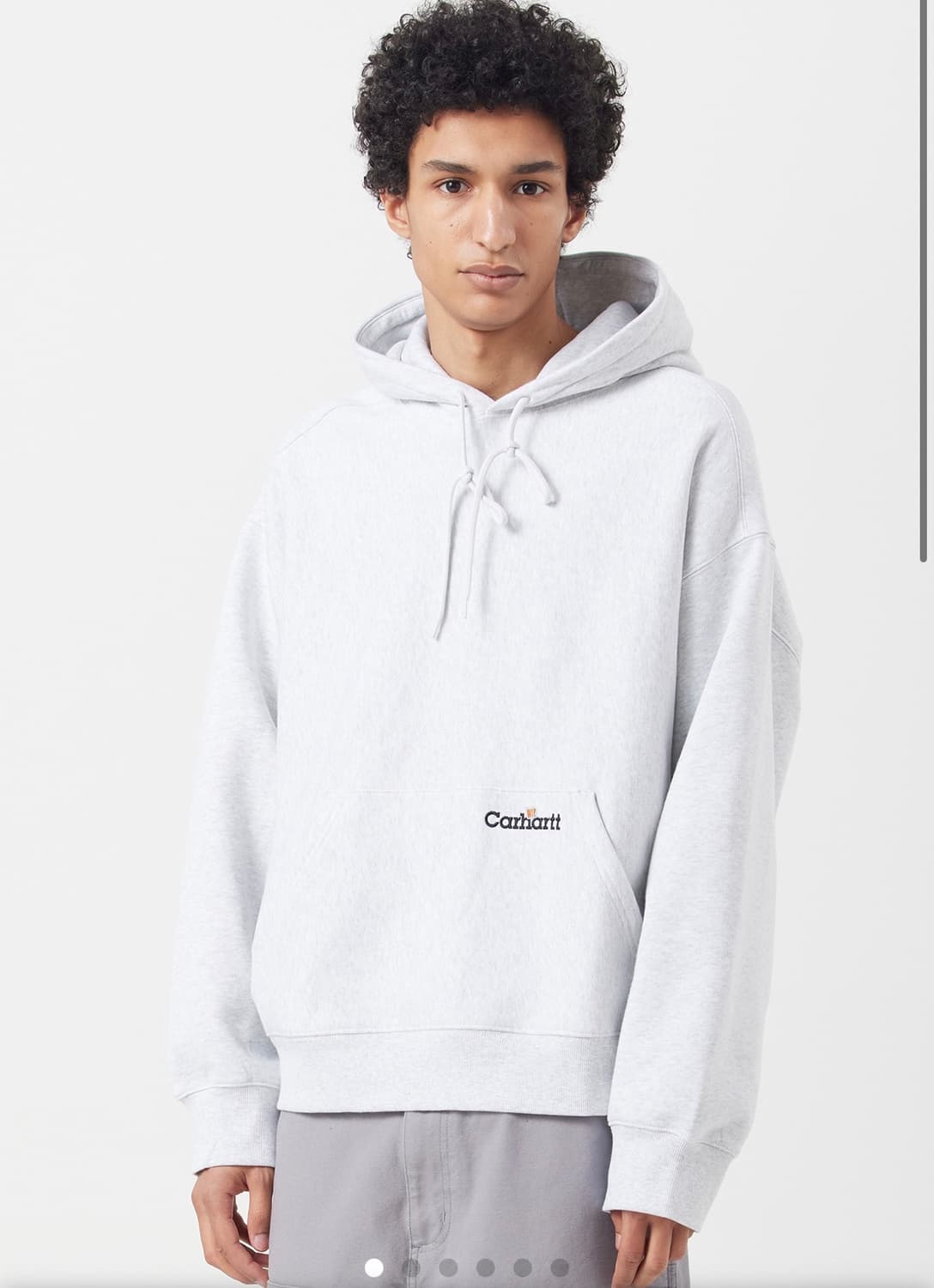 칼하트 윕 후디드 라벨 스크립트 스웻셔츠 애쉬 헤더 상품이미지1