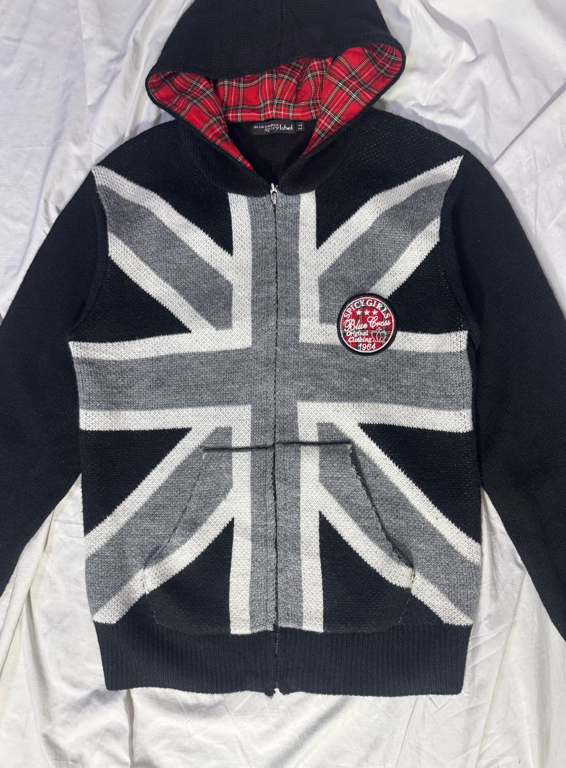 Blue cross 유니언잭 자수 패치 니트 후드집업 상품이미지6