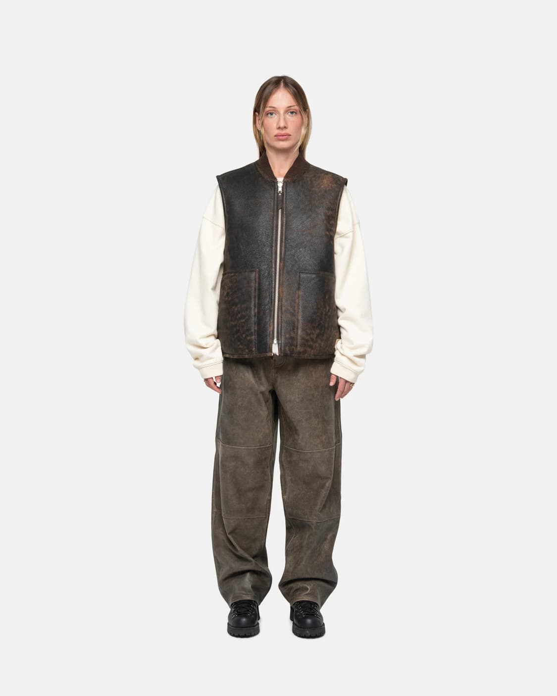 스투시레더팬츠Work Pant Distressed Leather32 상품이미지8
