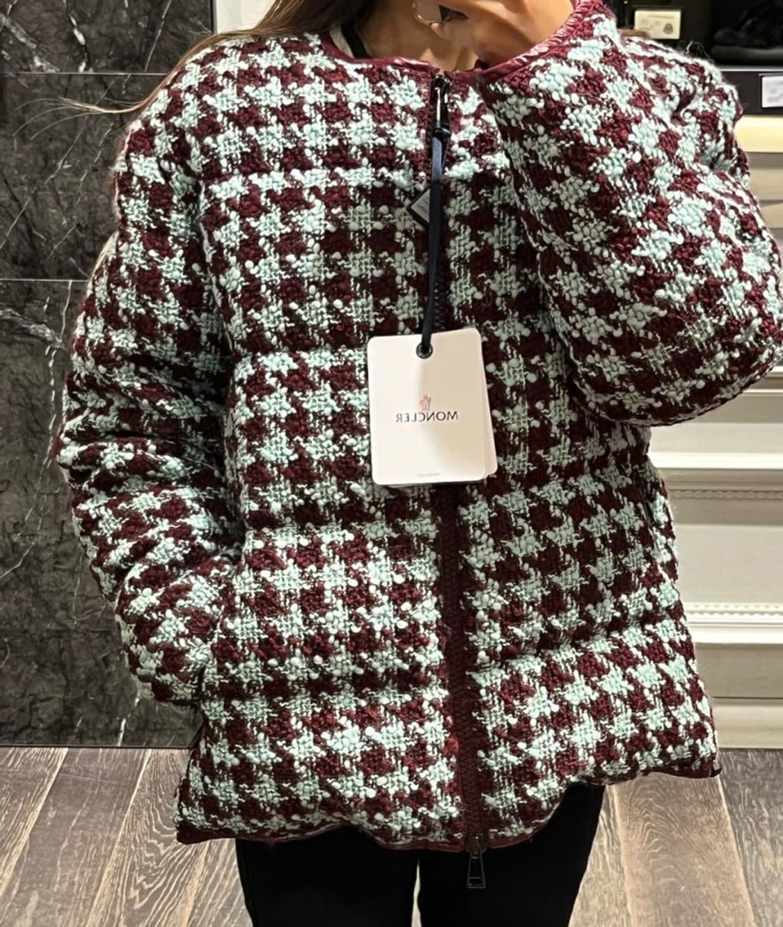 몽클레어 CHEVRIL 트위드 패딩 민트그린 상품이미지5