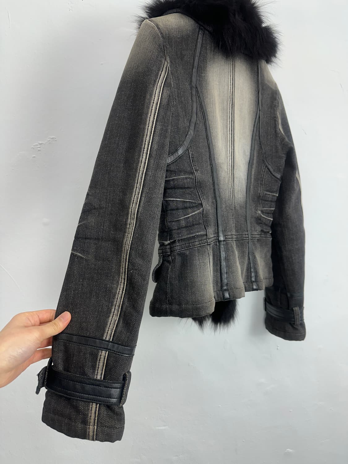 Washed cotton fox fur trimming jacket 상품이미지7