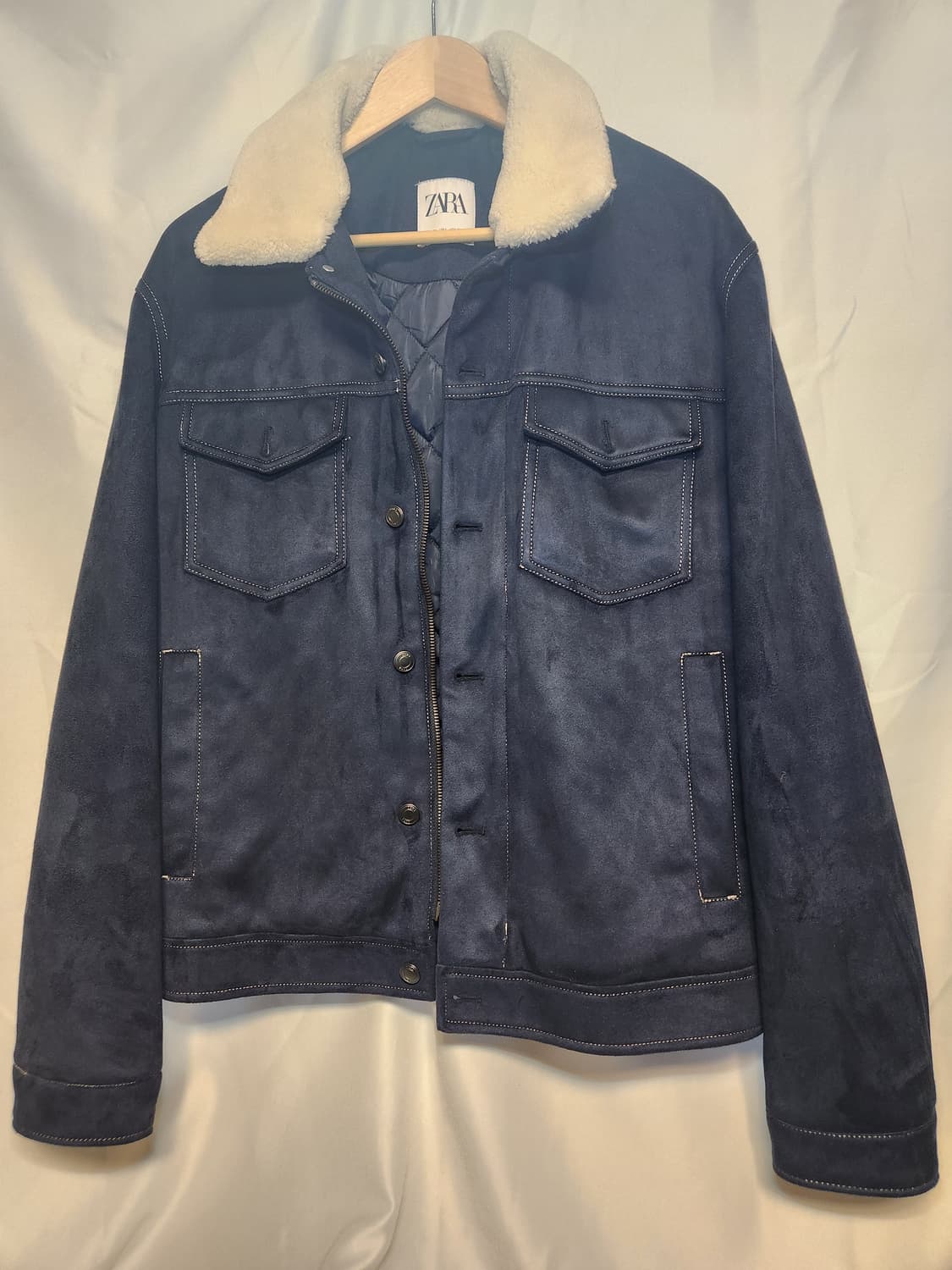 자라 스웨이드 누빔 자켓 퍼 탈부착 L 상품이미지1