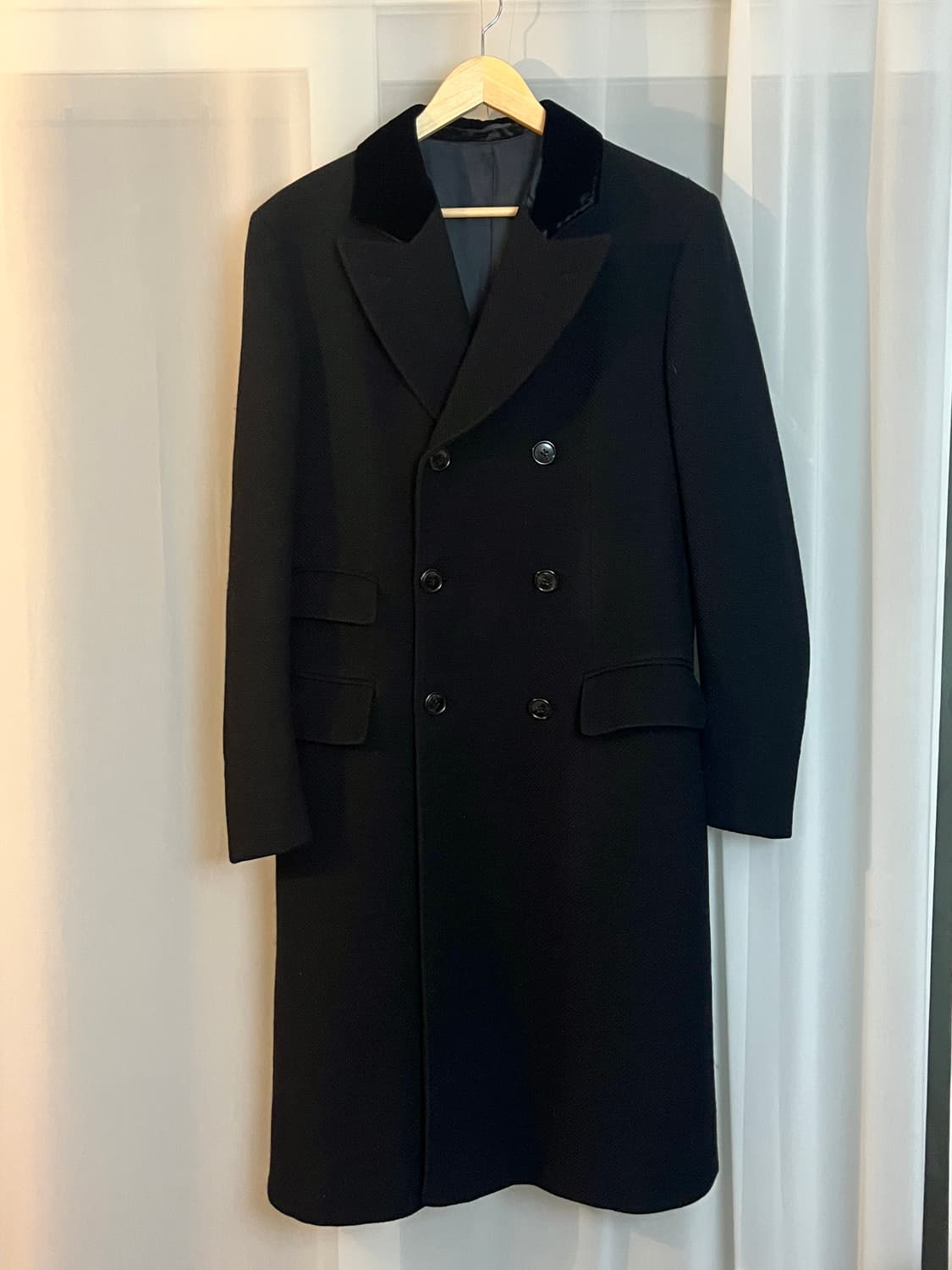 00s 엠포리오 아르마니 더블 체스터필드 벨벳 코트 상품이미지1