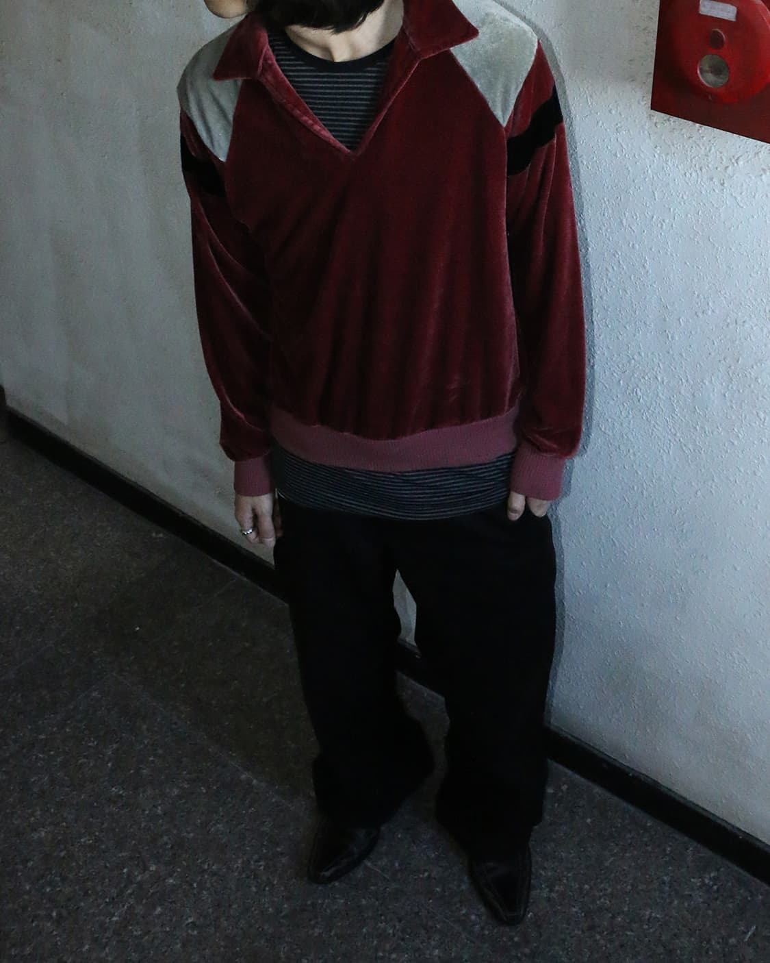 90s 빈티지 버건디 럭비셔츠  상품이미지2