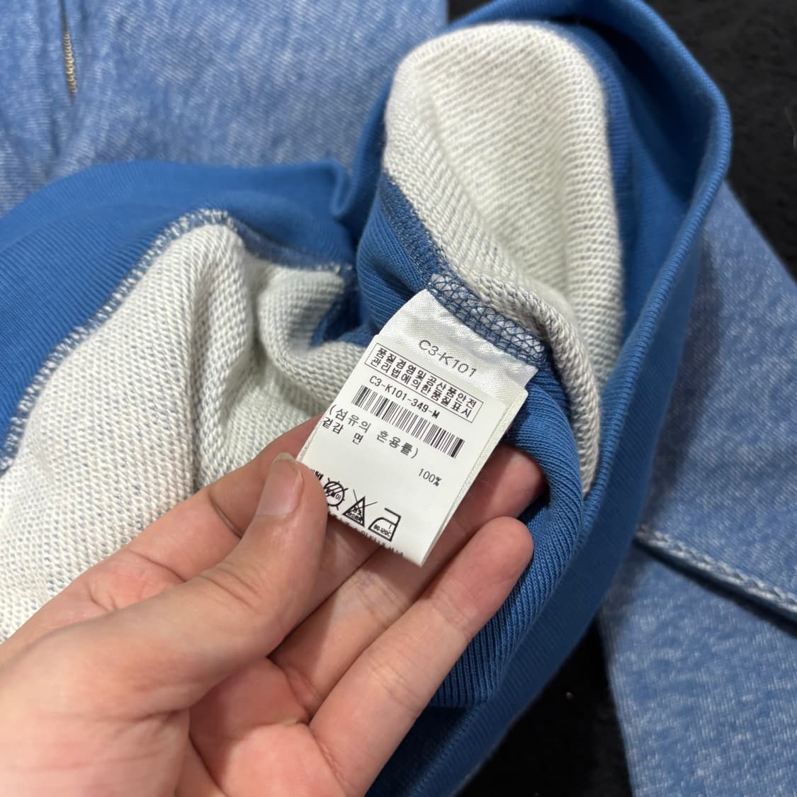 M 챔피온 리버스위브 청색 배색 후드집업 상품이미지5