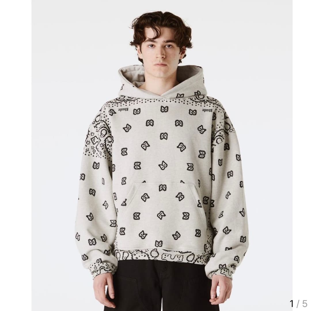 (M) Rhude 루드 반다나 후드티 그레이 상품이미지7