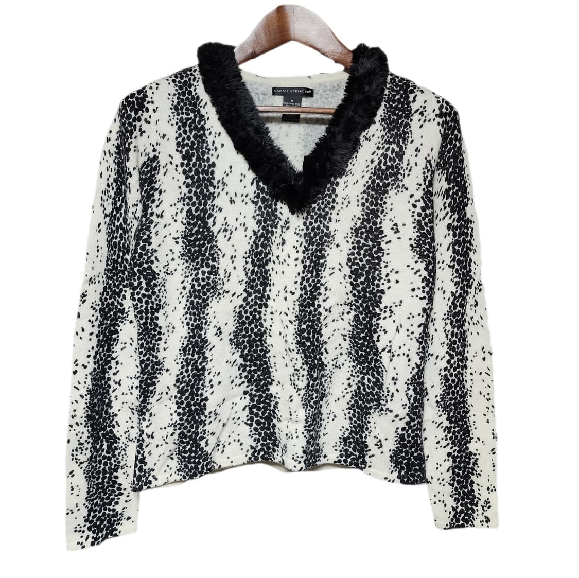 SARAH SPENCER 레오파드 갸루 퍼 넥 램스 울 앙고라 롱슬리브 상품이미지1