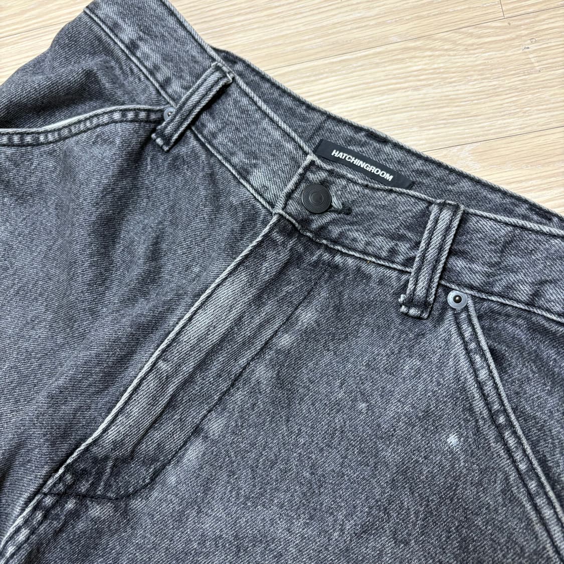해칭룸 와이드 커브진 워시드블랙 3사이즈 상품이미지3