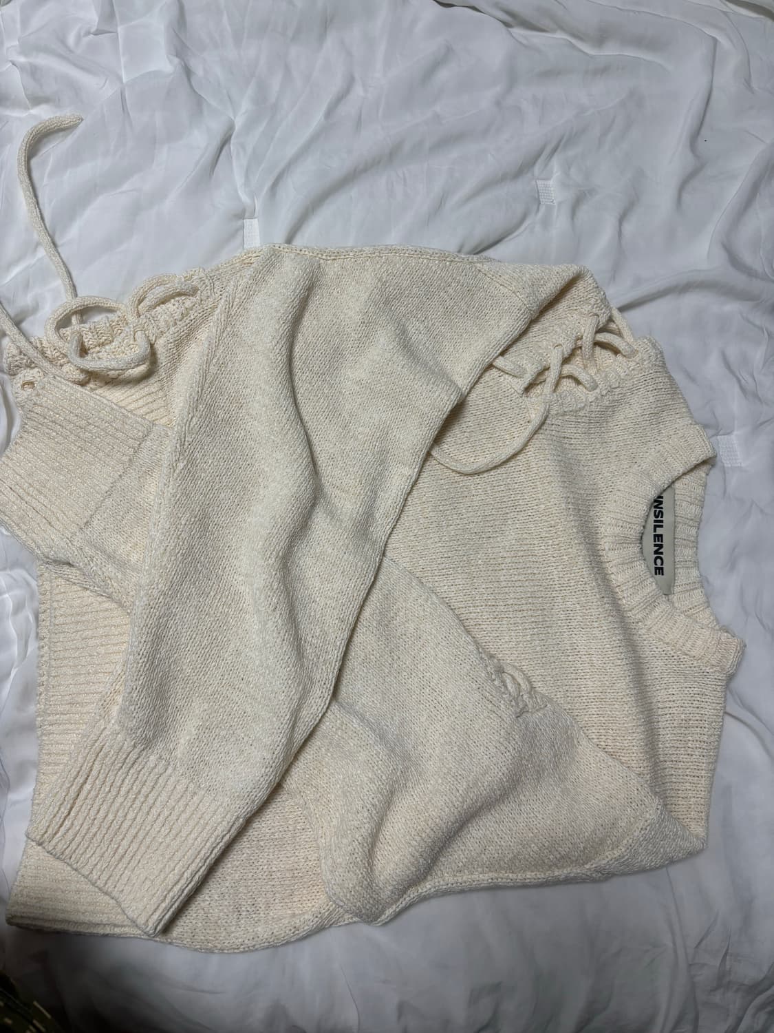 인사일런스 우먼 레이스업 풀오버 니트 S 상품이미지1