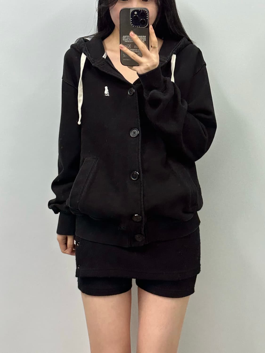 예일 블랙 버튼 후드집업 상품이미지1