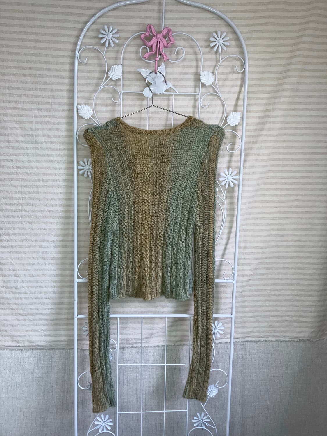 빈티지 베이지 민트 그라데이션 니트 y2k 스트릿 갸루 펑키471 상품이미지2