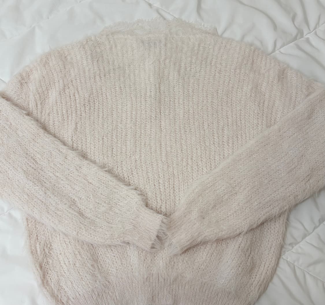 클리시어 Blush lace off- shoulder knit, Pink 상품이미지4