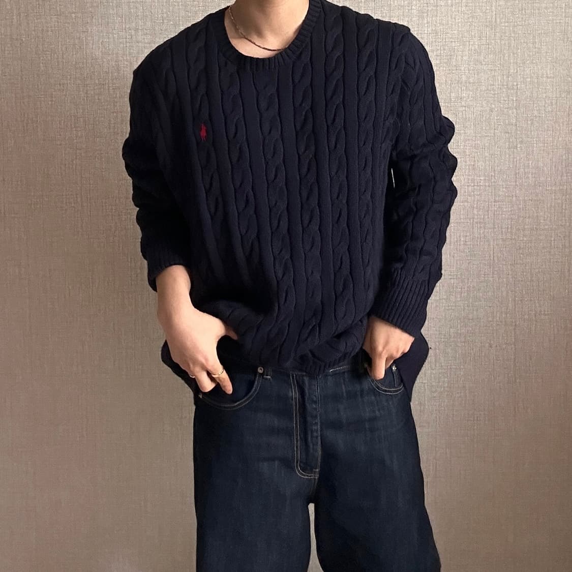 Polo Ralph Lauren Navy Cable Knit 3XL 상품이미지2