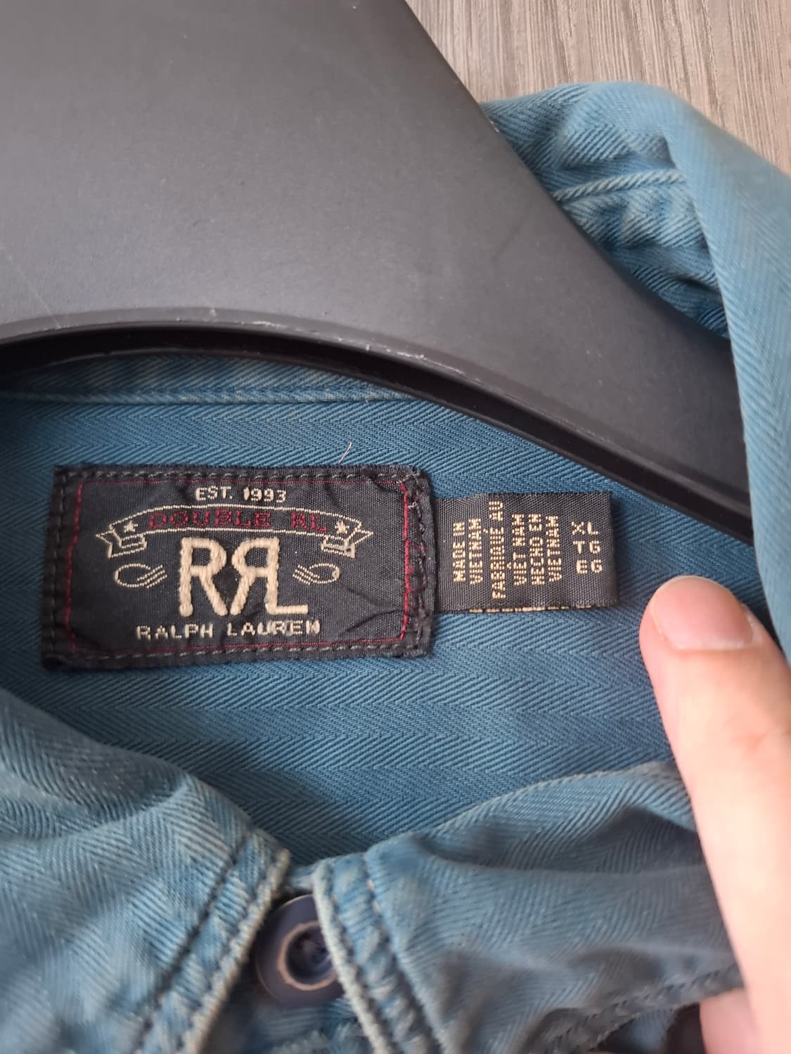 RRL 더블알엘 인디고 블루 헤링본 워크 셔츠 블루 상품이미지5