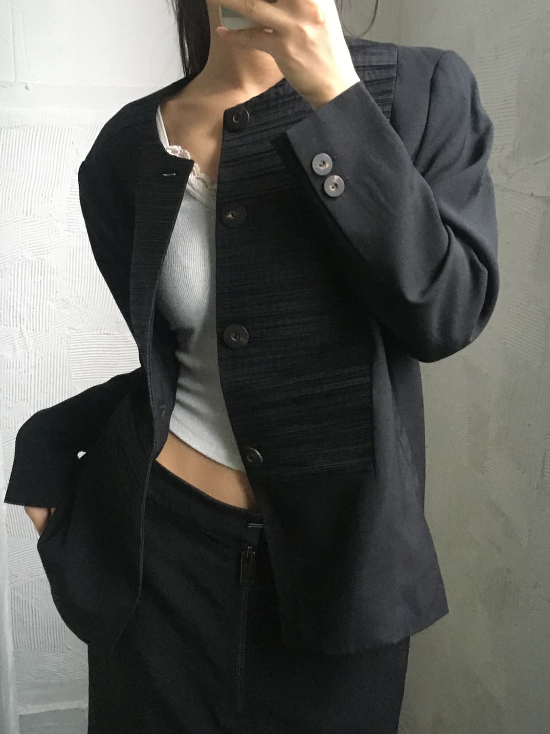 Issey Miyake 이세이미야케 플리츠 블랙 가디건  상품이미지1