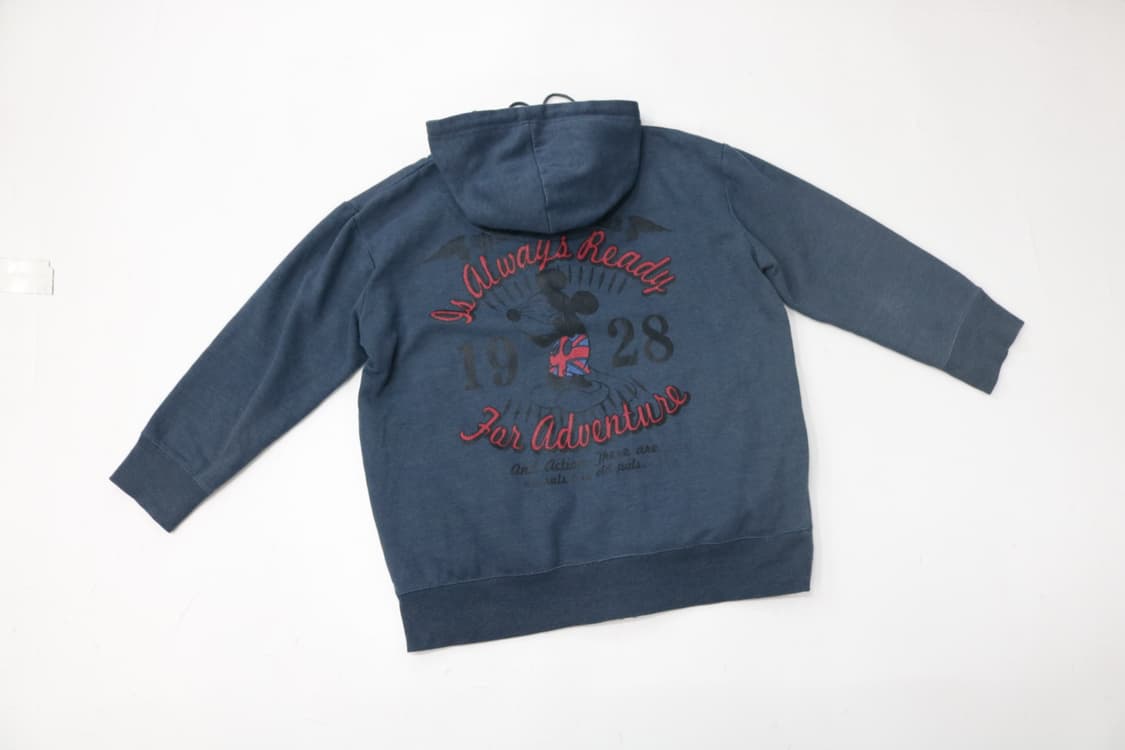 Disney 디즈니 빈티지 미키 마우스 백로고 네이비 후드 집업 (M) 상품이미지2